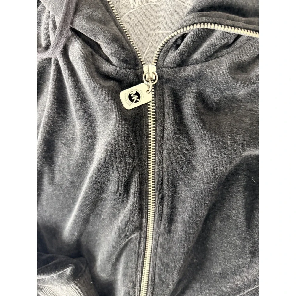 Michael Kors - Velour Zip Hoodie - Women's XL -Charcoal Gray / Dark Gray
